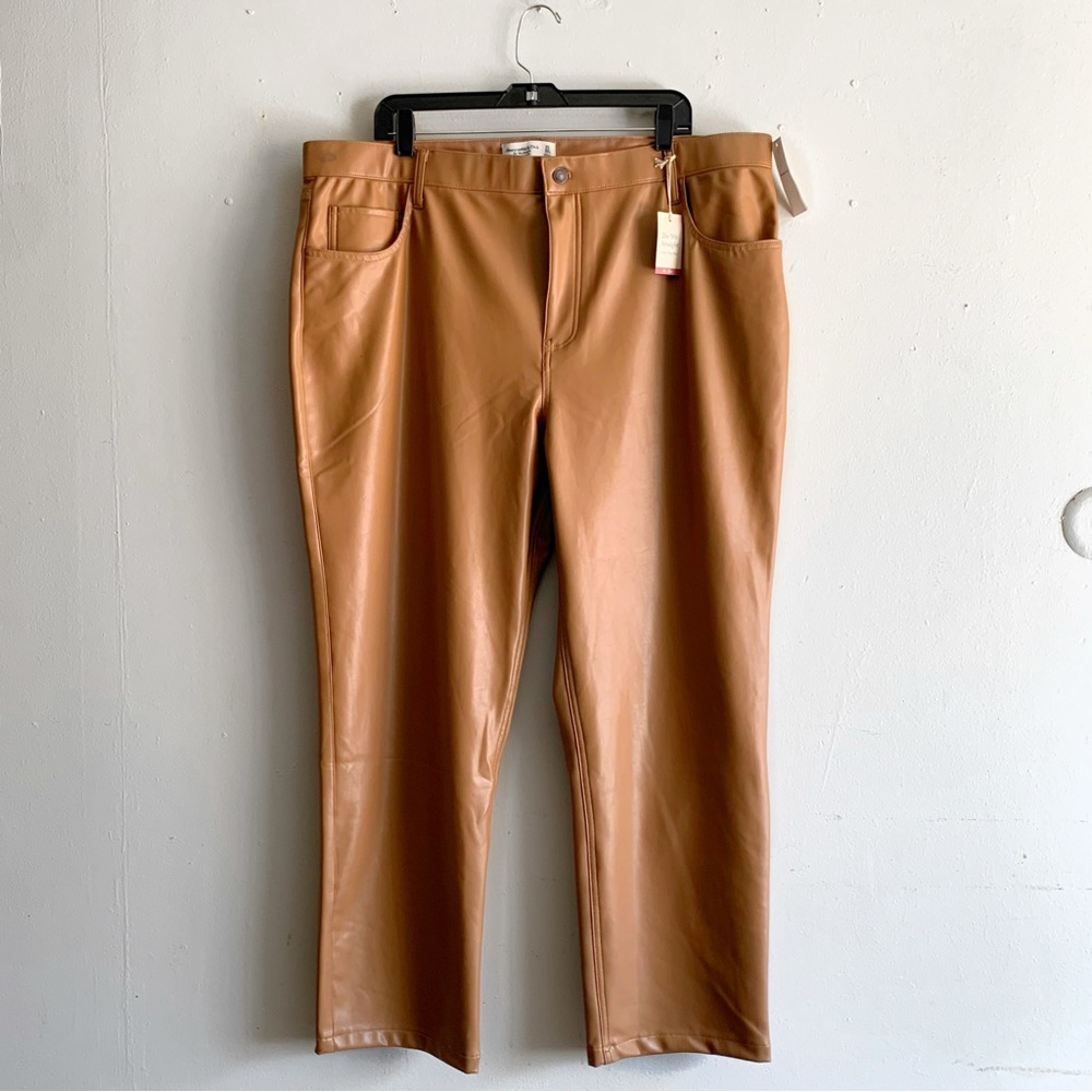 New Abercrombie & Fitch The 90s Straight Faux Leather Pants High Rise Size 20